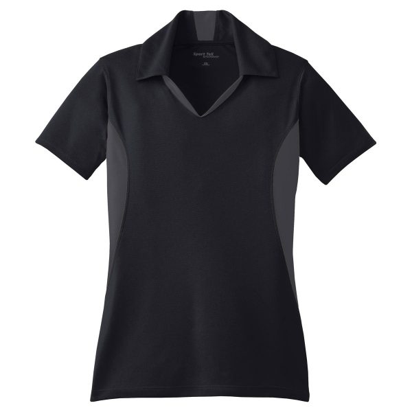 Sport-Tek Women s Black Iron Grey Side Blocked Micropique Sport-Wick Polo Online now